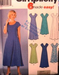 7078 SIMPLICITY 6 EZ CAP SLEEVE DRESSES LENGTHS PATTERN 8-14, or 16 - 24 uncut choice